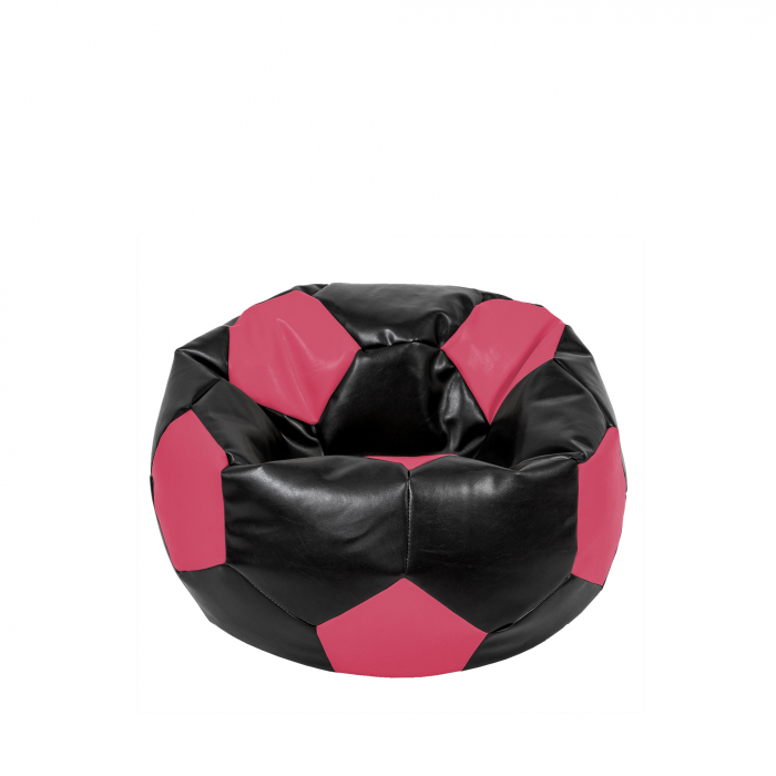 Baby Ball - fotoliu puf - imitatie piele negru/roz [1]