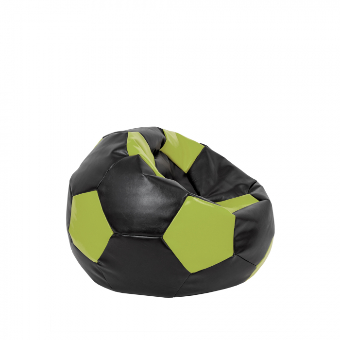 Baby Ball - fotoliu puf - imitatie piele negru/verde [2]