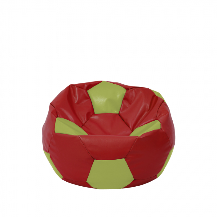 Baby Ball - fotoliu puf - imitatie piele rosu/verde [1]
