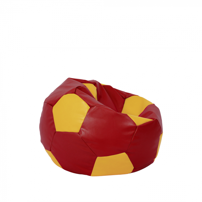 Baby Ball - fotoliu puf - imitatie piele rosu/galben [2]