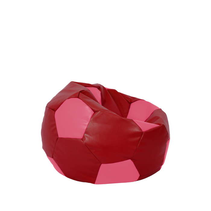 Baby Ball - fotoliu puf - imitatie piele rosu/roz [2]