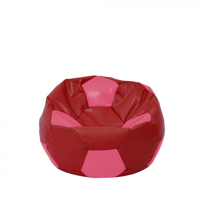 Baby Ball - fotoliu puf - imitatie piele rosu/roz [1]