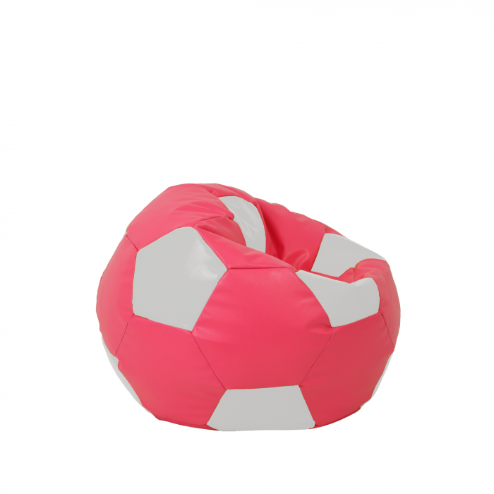Baby Ball - fotoliu puf - imitatie piele roz/alb [2]