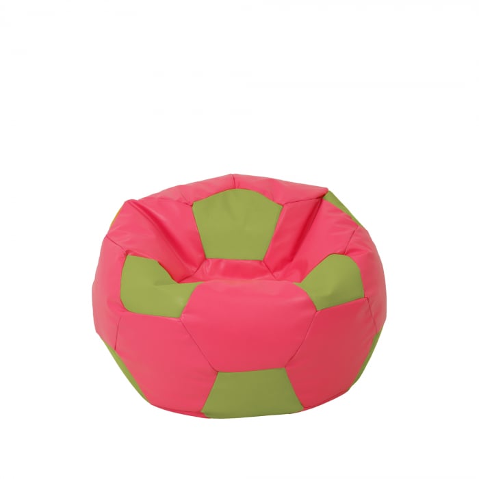 Baby Ball - fotoliu puf - imitatie piele roz/verde [1]