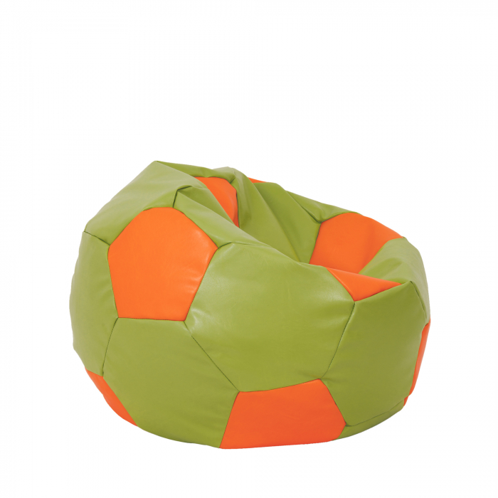 Baby Ball - fotoliu puf - imitatie piele verde/portocaliu [2]