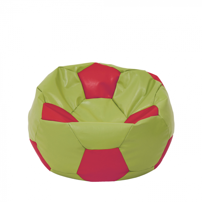 Baby Ball - fotoliu puf - imitatie piele verde/rosu [1]