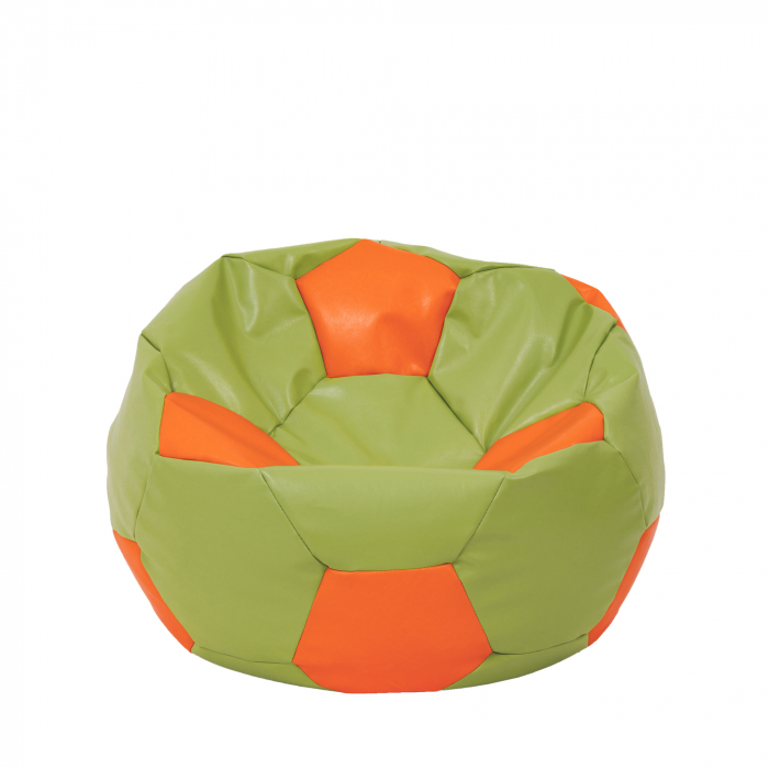 Baby Ball - fotoliu puf - imitatie piele verde/portocaliu [1]