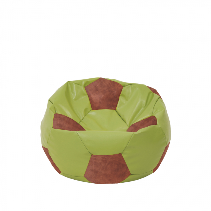 Baby Ball - fotoliu puf - imitatie piele verde/cognac [1]