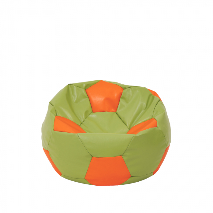 Baby Ball - fotoliu puf - imitatie piele verde/portocaliu [1]