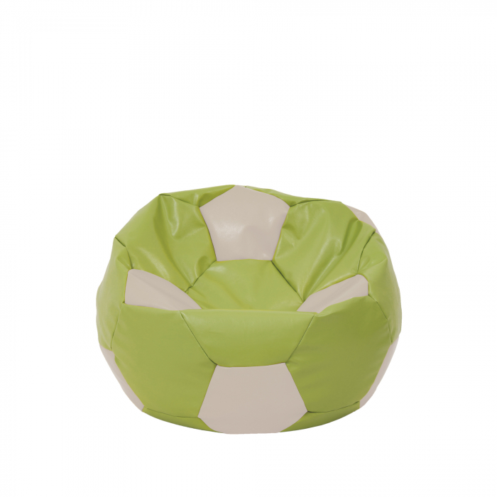 Baby Ball - fotoliu puf - imitatie piele verde/crem [1]