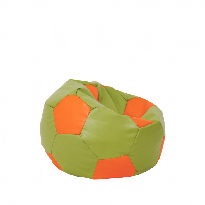 Baby Ball - fotoliu puf - imitatie piele verde/portocaliu [2]
