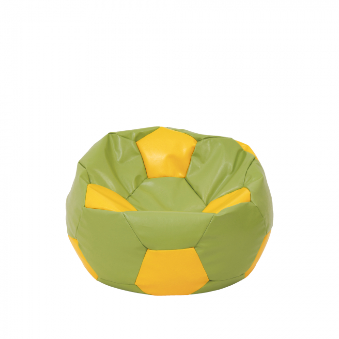 Baby Ball - fotoliu puf - imitatie piele verde/galben [1]