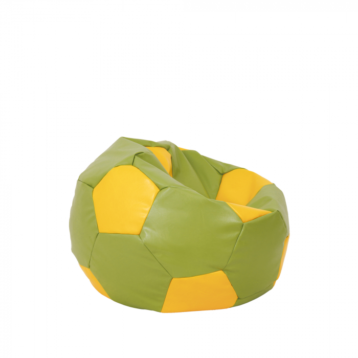 Baby Ball - fotoliu puf - imitatie piele verde/galben [2]