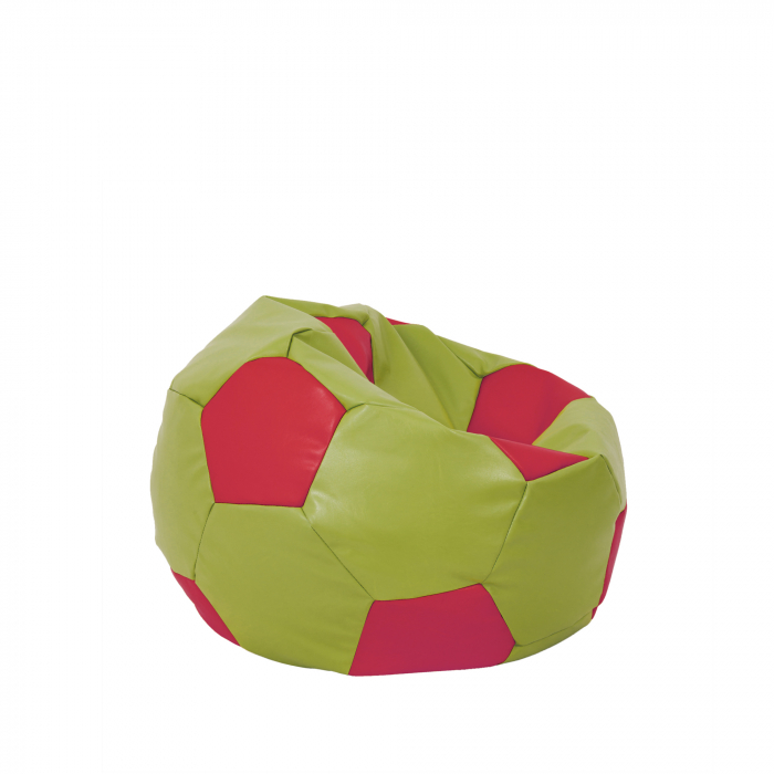 Baby Ball - fotoliu puf - imitatie piele verde/rosu [2]