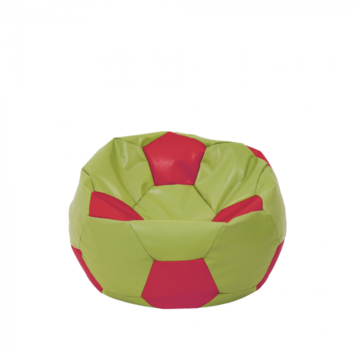 Baby Ball - fotoliu puf - imitatie piele verde/rosu [1]