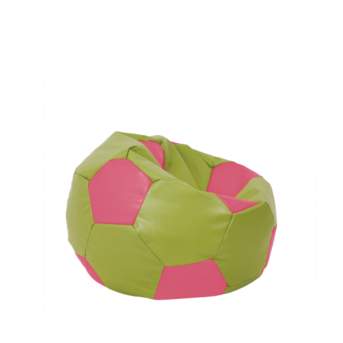 Baby Ball - fotoliu puf - imitatie piele verde/roz [2]