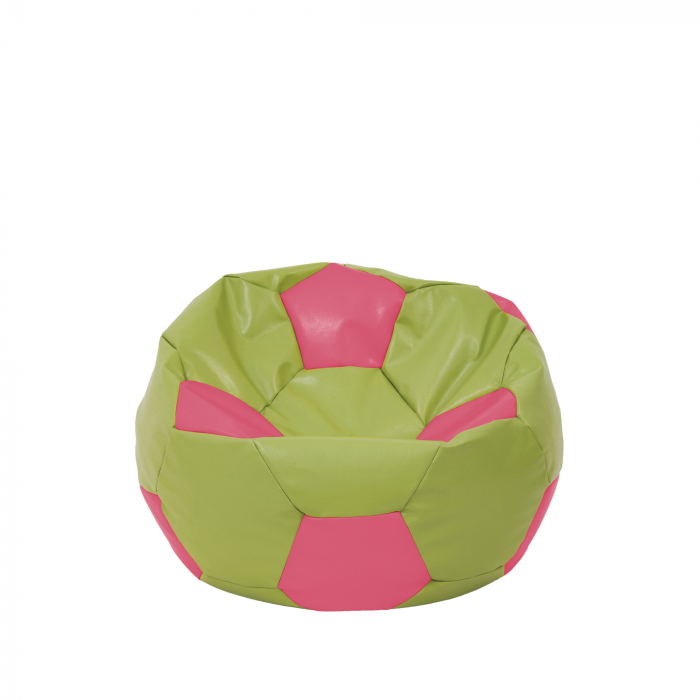 Baby Ball - fotoliu puf - imitatie piele verde/roz [1]