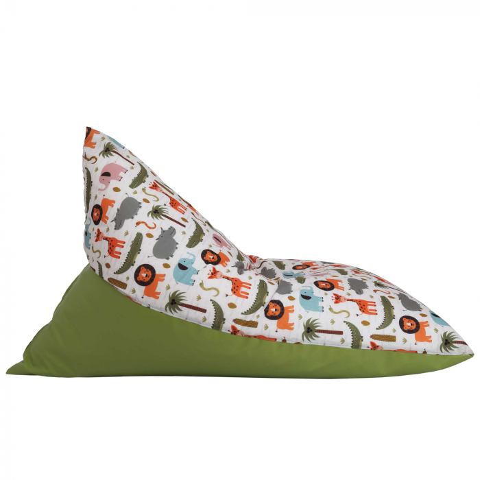 Bean bag Relax - Animale safari - Imitatie piele verde [3]