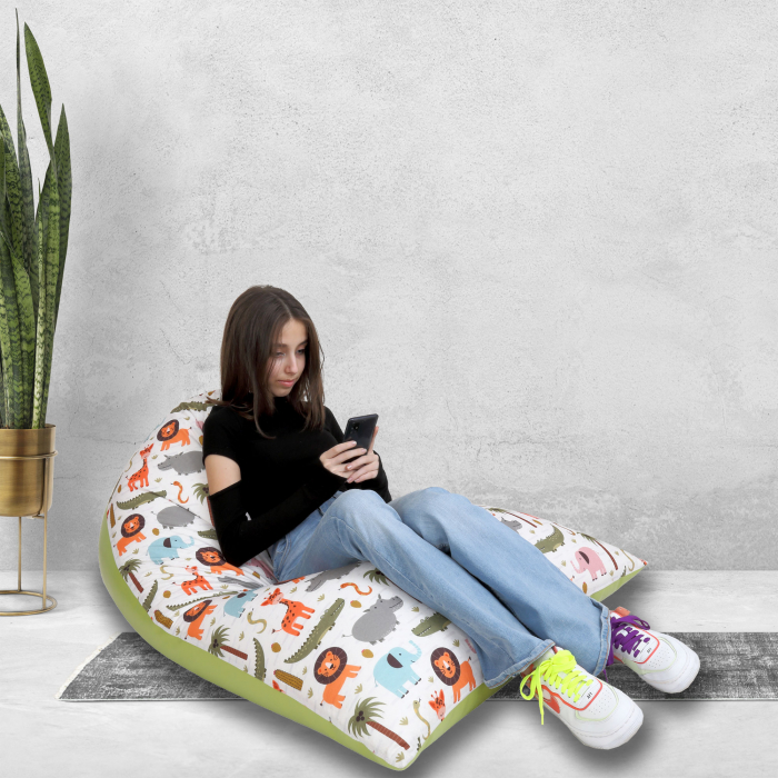 Bean bag Relax - Animale safari - Imitatie piele verde [6]