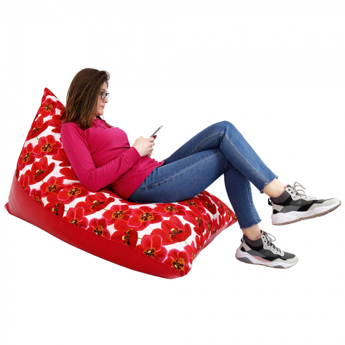 Bean bag Relax - Lalele - Imitatie piele rosu [6]