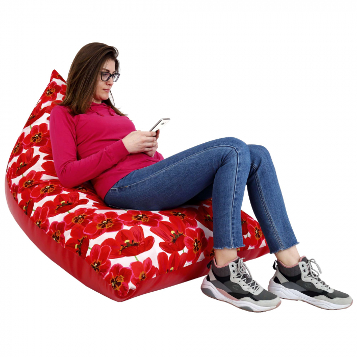 Bean bag Relax - Lalele - Imitatie piele rosu [7]