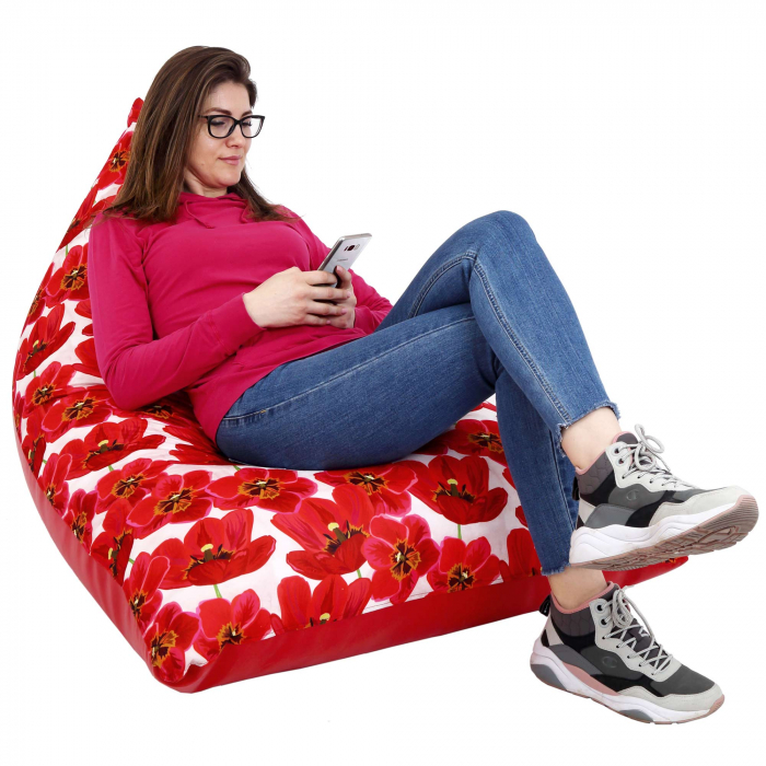 Bean bag Relax - Lalele - Imitatie piele rosu [5]
