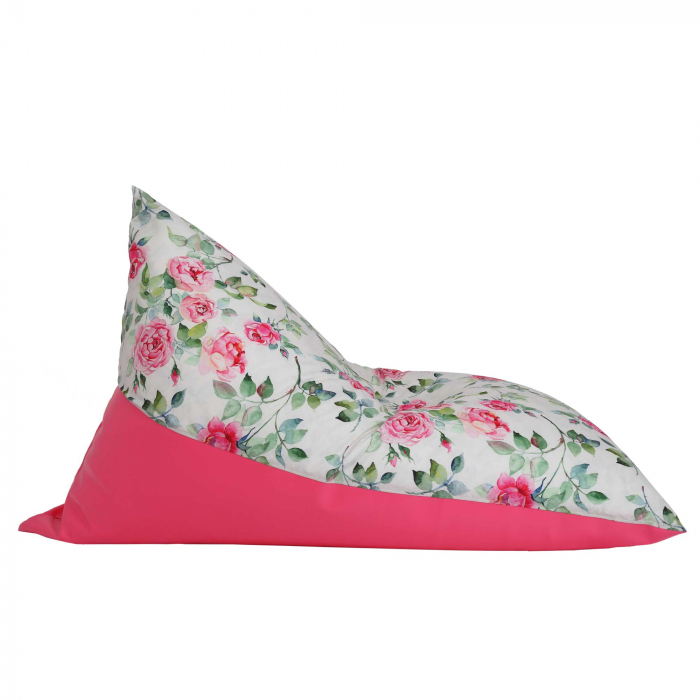 Bean bag Relax - Trandafiri acuarela - Imitatie piele roz [3]