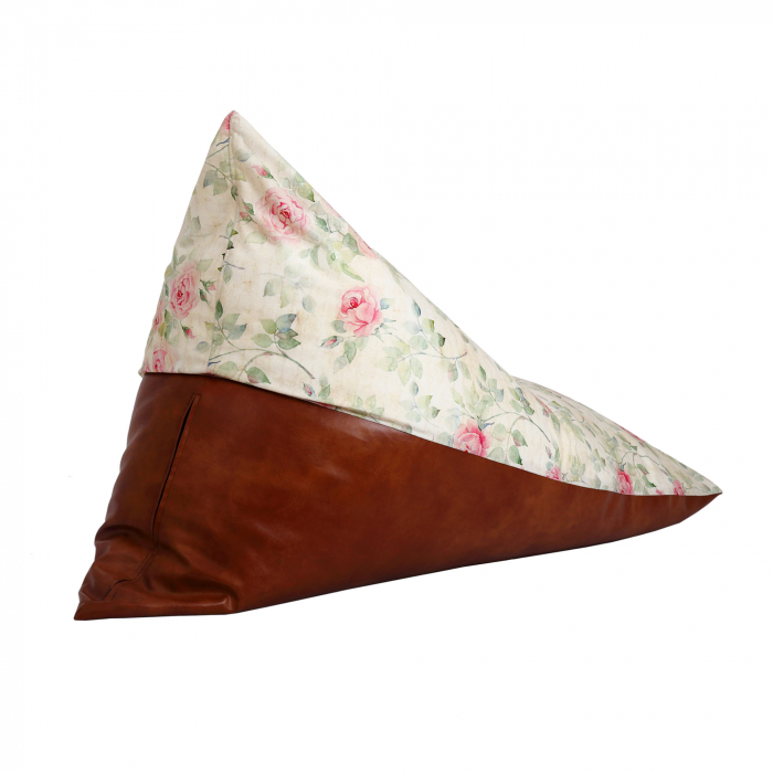 Bean bag Relax - Trandafiri vintage - Imitatie piele maro [5]