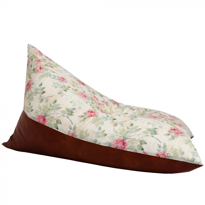 Bean bag Relax - Trandafiri vintage - Imitatie piele maro [3]