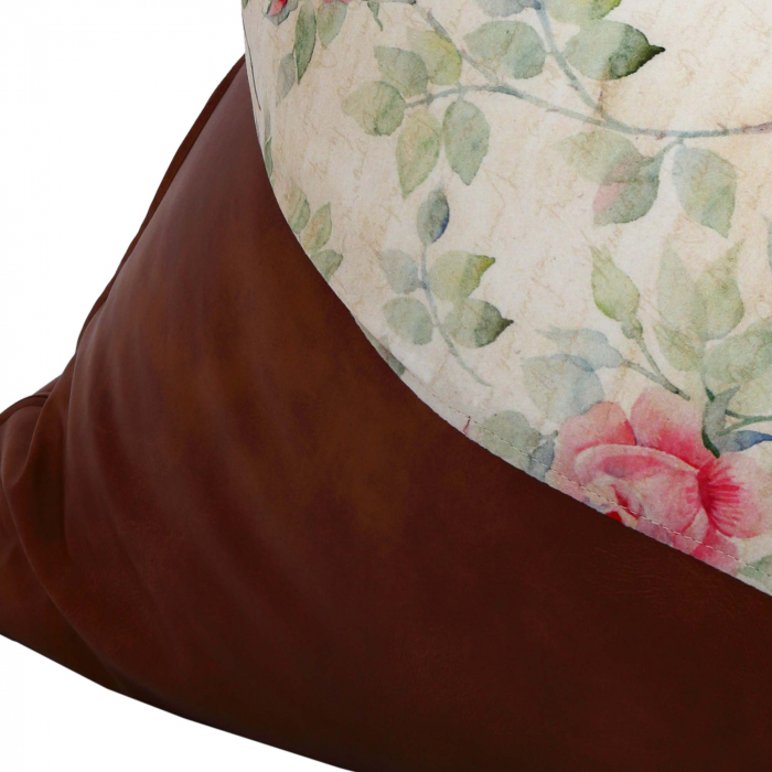 Bean bag Relax - Trandafiri vintage - Imitatie piele maro [7]