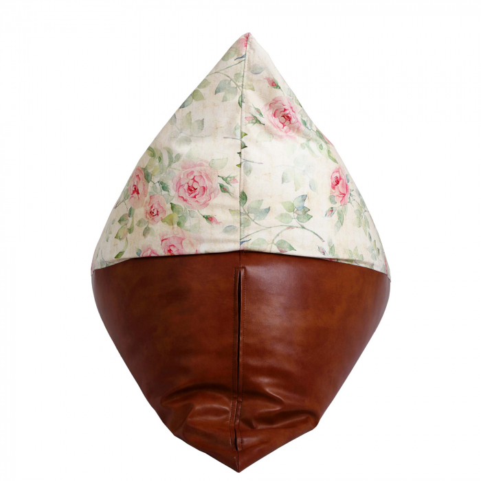 Bean bag Relax - Trandafiri vintage - Imitatie piele maro [6]