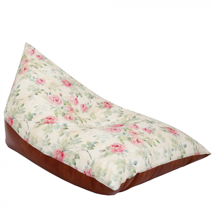 Bean bag Relax - Trandafiri vintage - Imitatie piele maro [1]