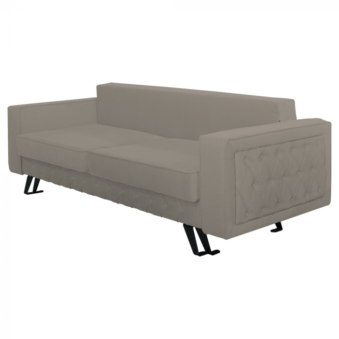Canapea Alisson stofa p86 gri deschis, extensibila cu lada de depozitare si picioare metalice negre, 230x105x80 [4]