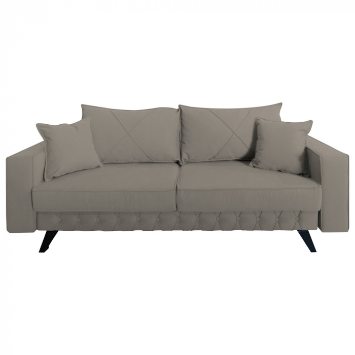 Canapea Alisson stofa p86 gri deschis, extensibila cu lada de depozitare si picioare metalice negre, 230x105x80 [2]
