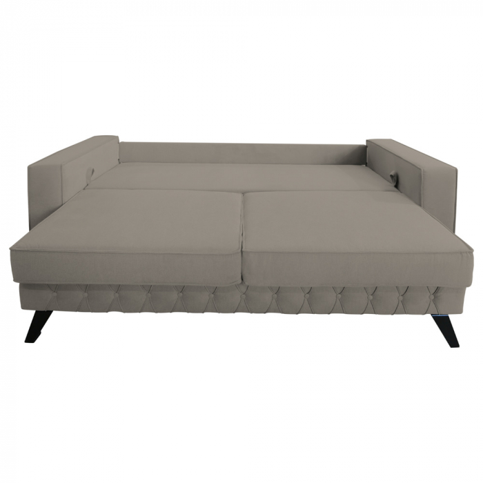 Canapea Alisson stofa p86 gri deschis, extensibila cu lada de depozitare si picioare metalice negre, 230x105x80 [5]