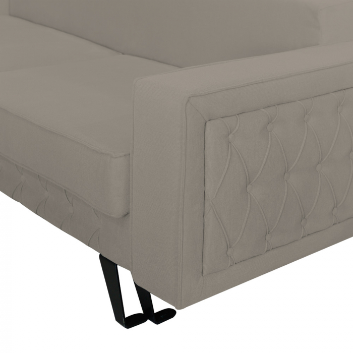 Canapea Alisson stofa p86 gri deschis, extensibila cu lada de depozitare si picioare metalice negre, 230x105x80 [6]