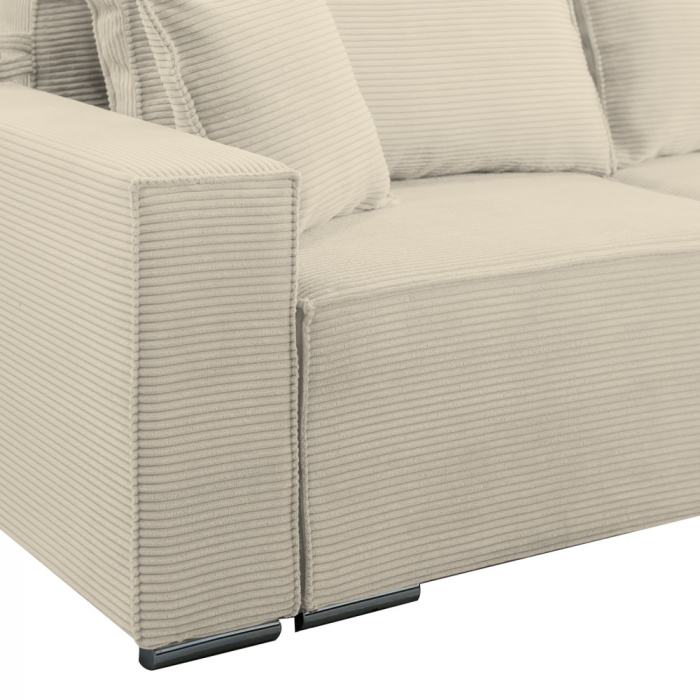 Canapea Lincoln catifea raiata, L03 crem, extensibila  cu lada de depozitare 230x100x82 [6]
