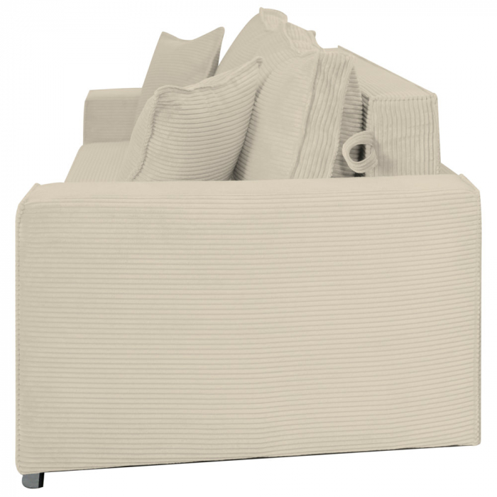 Canapea Lincoln catifea raiata, L03 crem, extensibila  cu lada de depozitare 230x100x82 [7]