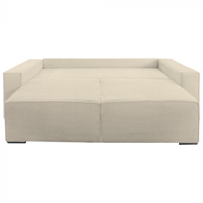 Canapea Lincoln catifea raiata, L03 crem, extensibila  cu lada de depozitare 230x100x82 [5]