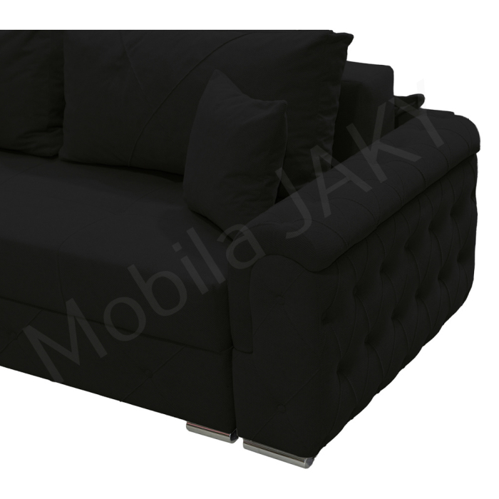 Canapea extensibila Lorena, 3 locuri, negru, cu lada de depozitare, dimensiune 247x96x78 cm [4]