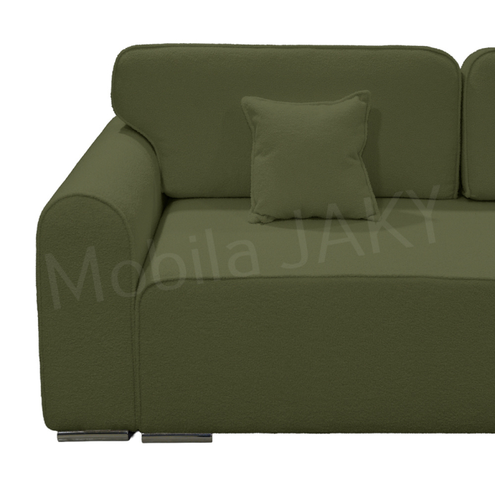 Canapea extensibila MELINA, 3 locuri, stofa boucle verde olive 38, cu lada de depozitare, dimensiunea 244x100x80 cm [3]