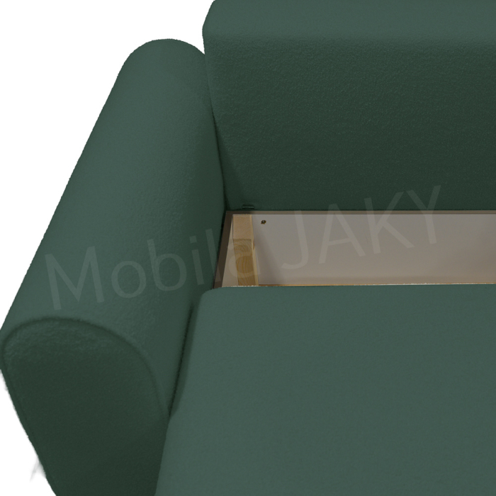 Canapea extensibila MELINA, 3 locuri, stofa boucle verde salvie 34, cu lada de depozitare, dimensiunea 244x100x80 cm [8]