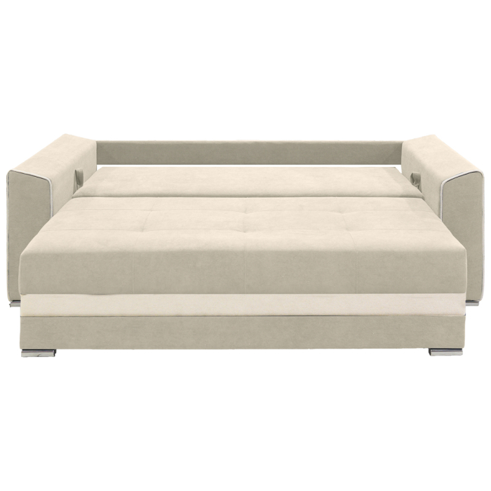 Canapea extensibila Nicole, 3 locuri, crem + crem, cu lada de depozitare, dimensiune 237x96x78cm - mobila JAKY [5]