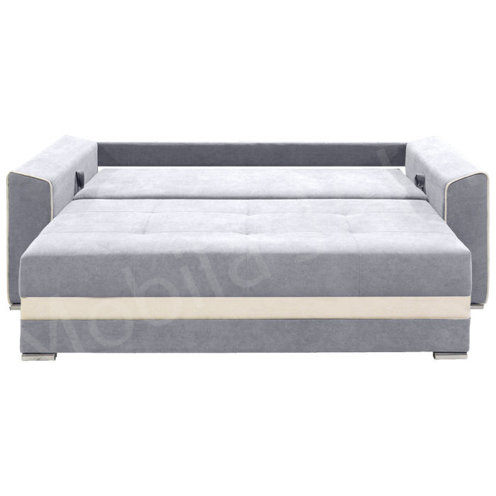 Canapea extensibila Nicole, 3 locuri, gri deschis + crem, cu lada de depozitare, dimensiune 237x96x78cm [7]