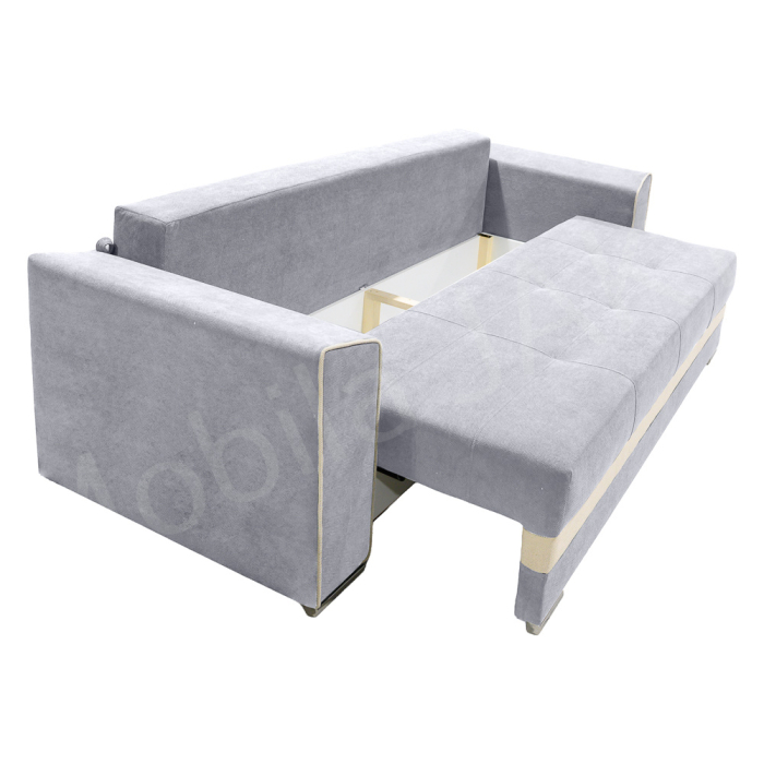 Canapea extensibila Nicole, 3 locuri, gri deschis + crem, cu lada de depozitare, dimensiune 237x96x78cm [6]