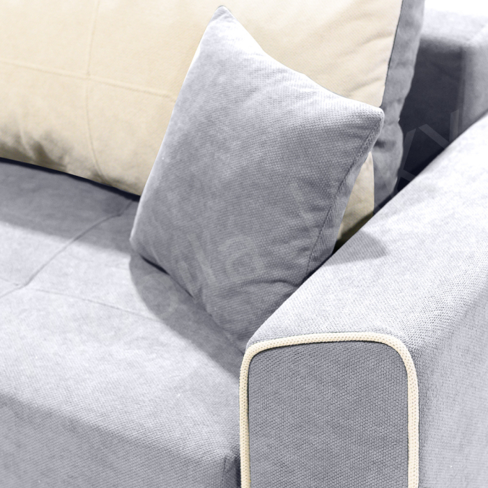Canapea extensibila Nicole, 3 locuri, gri deschis + crem, cu lada de depozitare, dimensiune 237x96x78cm [3]