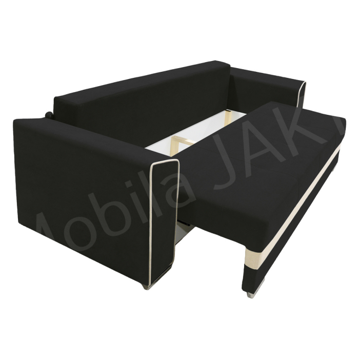 Canapea extensibila Nicole, 3 locuri, negru + crem, cu lada de depozitare, dimensiune 237x96x78cm [4]