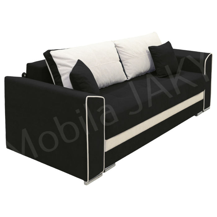 Canapea extensibila Nicole, 3 locuri, negru + crem, cu lada de depozitare, dimensiune 237x96x78cm [3]