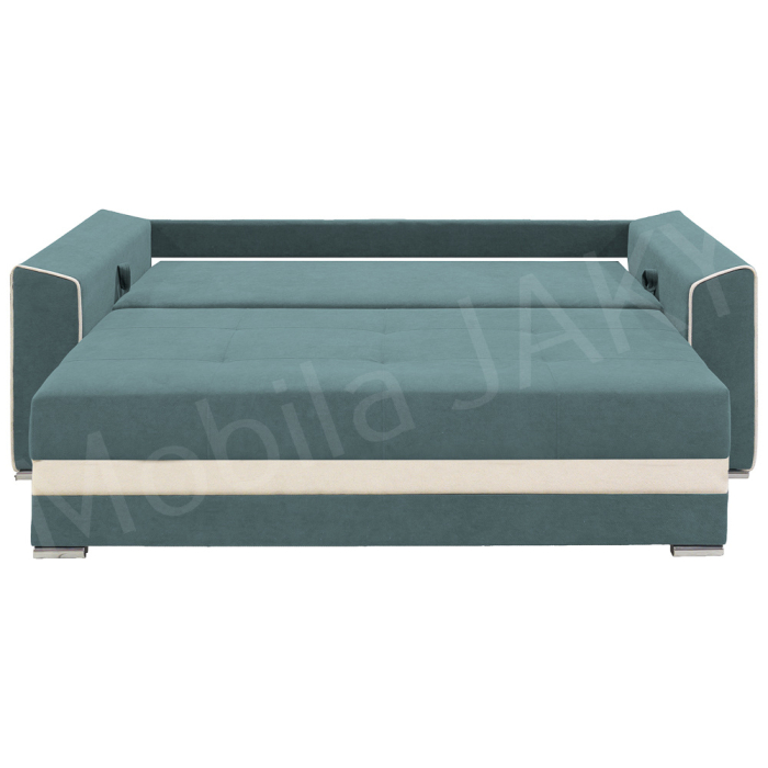 Canapea extensibila Nicole, 3 locuri, verde marin + crem, cu lada de depozitare, dimensiune 237x96x78cm [6]