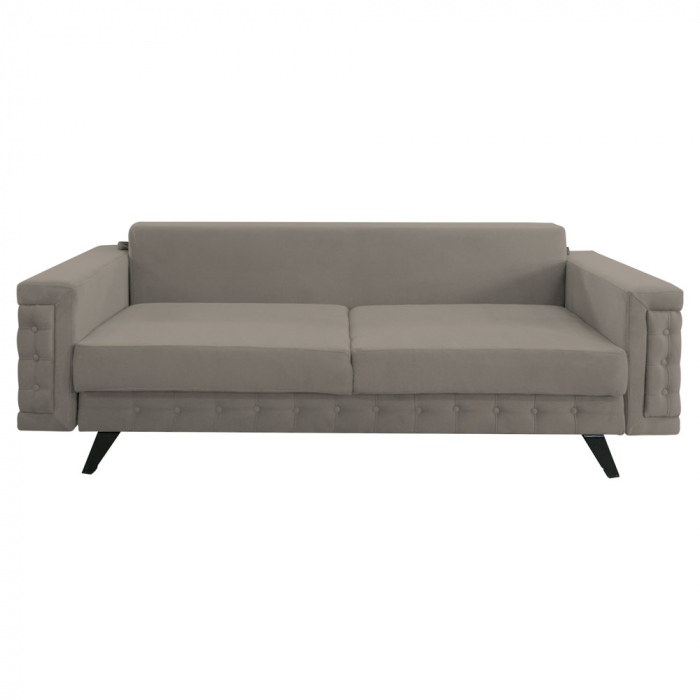 Canapea Omega stofa p86 gri deschis, extensibila cu lada de depozitare si picioare metalice negre, 230x105x80 [3]